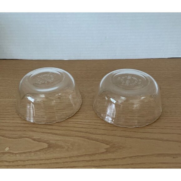 Fire-King Anchor Hocking Glass Bowls 10 Oz Scalloped Edge Set 2 Custard Dishes - Picture 2 of 6